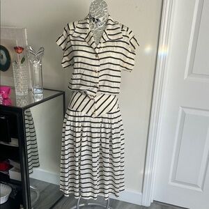 VINTAGE CHANEL SILK Striped Black and White Women's Dress